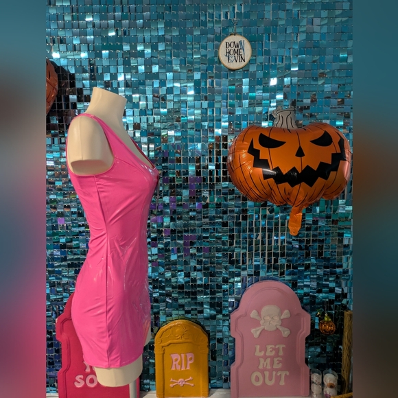 Pink PVC Mini Dress - Picture 4 of 5